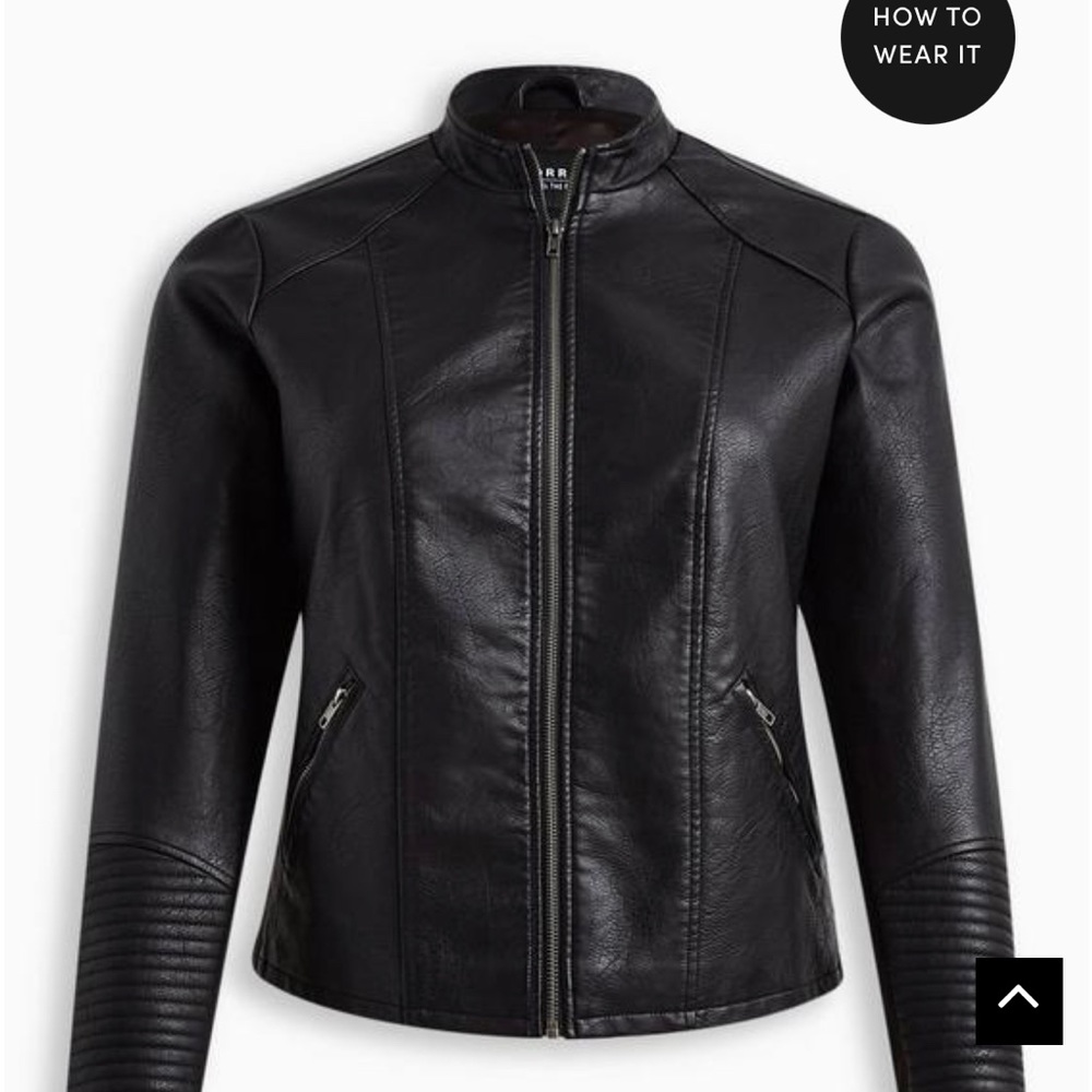 Black Faux Leather Bomber Jacket Torrid 4x